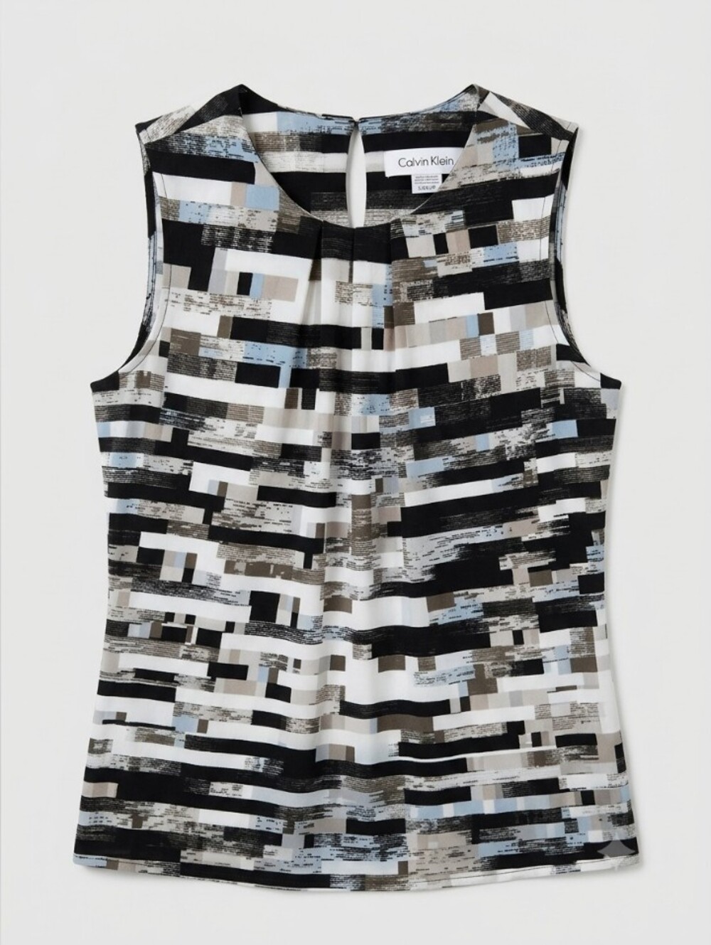 Calvin Klein Black, White & Light Blue Geometric Sleeveless Camisole